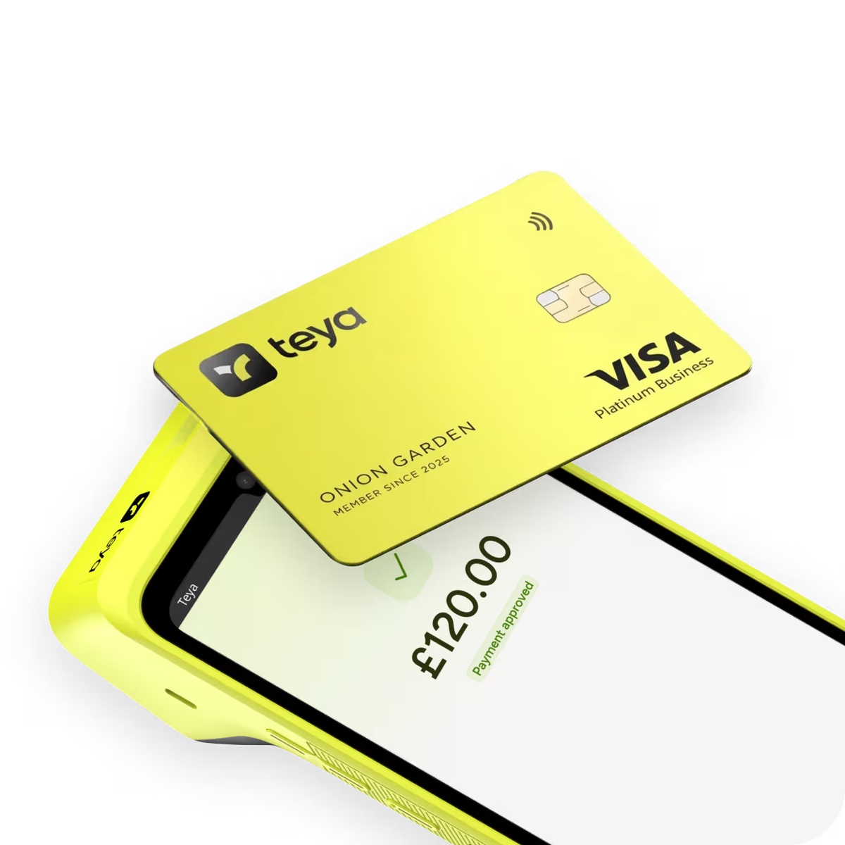Teya Pro on screen with a Teya Visa business card